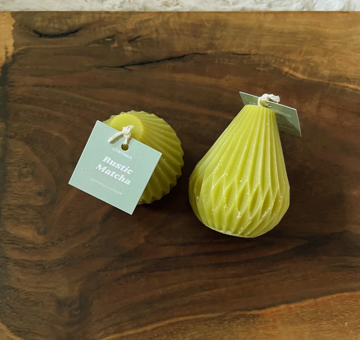 Rustic Matcha Pear Shaped Candle