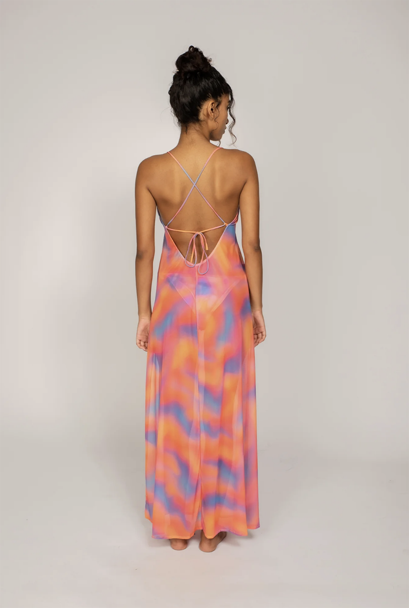 Vibrant Mesh Beach Dress